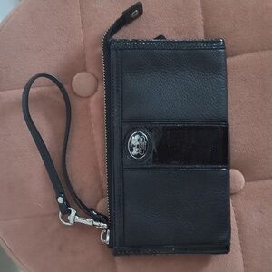 Coach Sutton Patent Trim Leather Zippy Wallet Wristlet